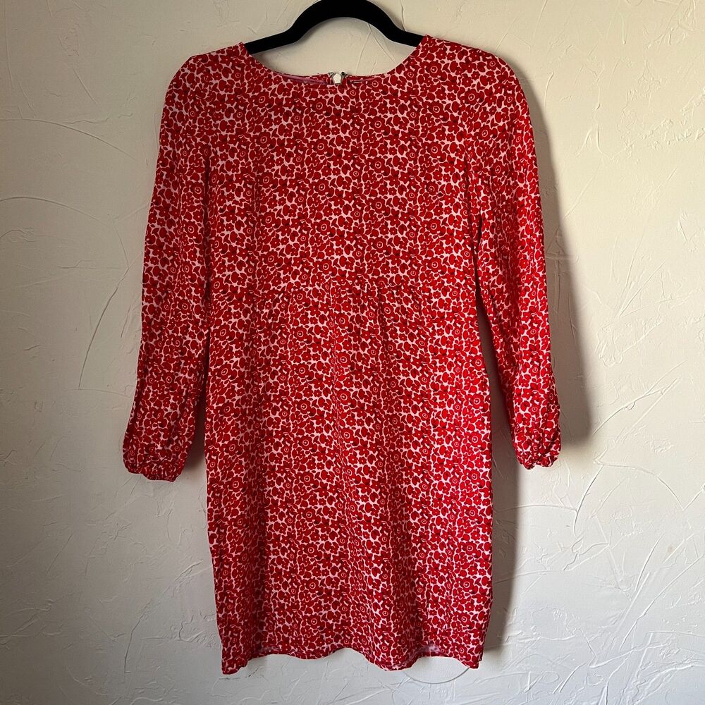 Boden Serena Floral Long Sleeve Petite Dress 2P Cottagecore Cherry Red Ditsy Pop - Picture 10 of 10